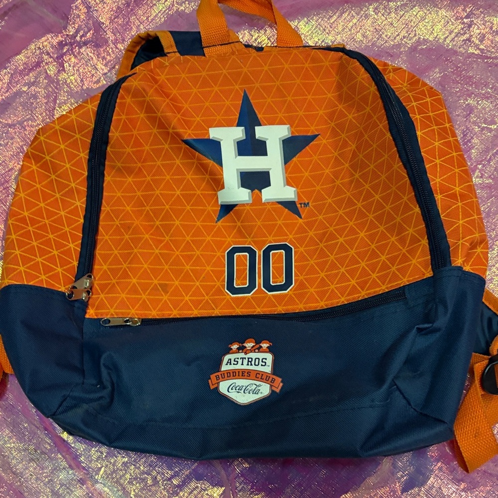 Astros Buddies Club Kids Backpack - Orange and Blue